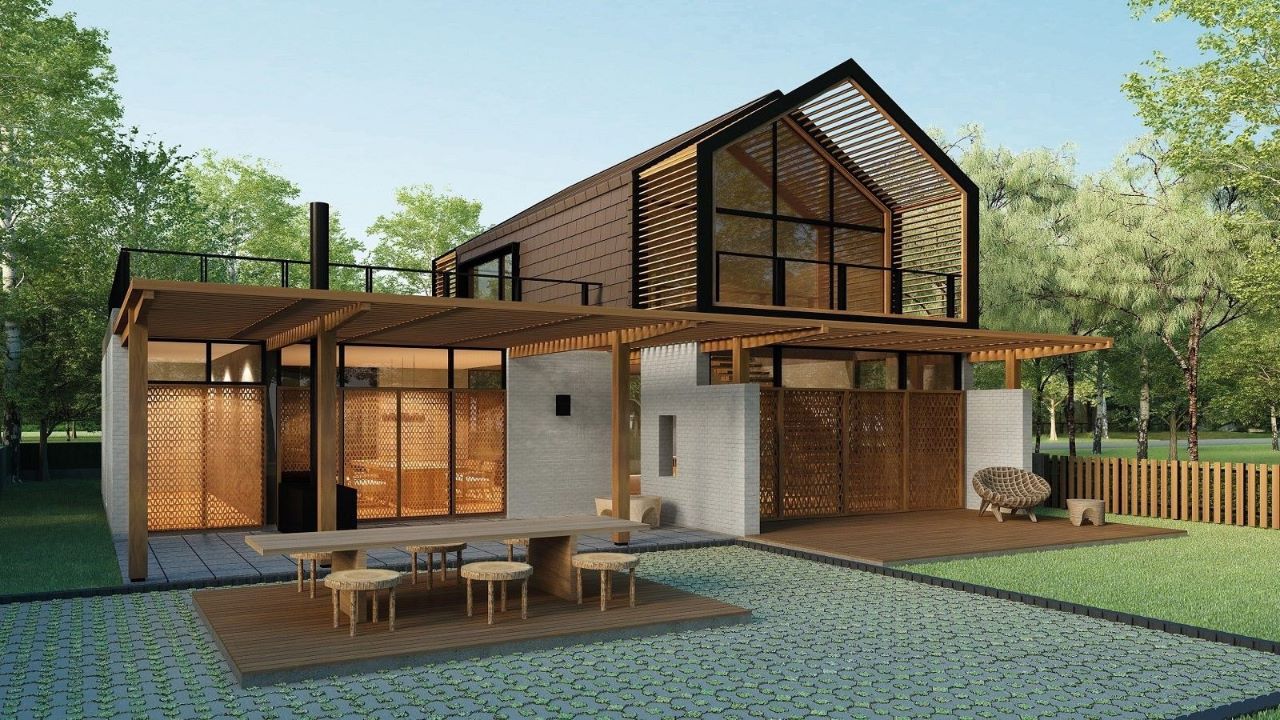 Nhà lắp ghép 2 tầng với kiến trúc hiện đại