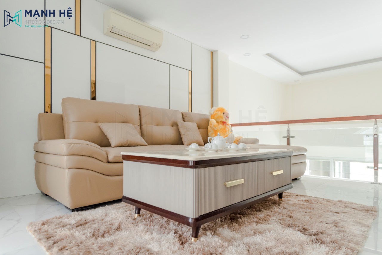 Bộ bàn ghế sofa màu kem đẹp sang trọng cho phòng khách nhà phố