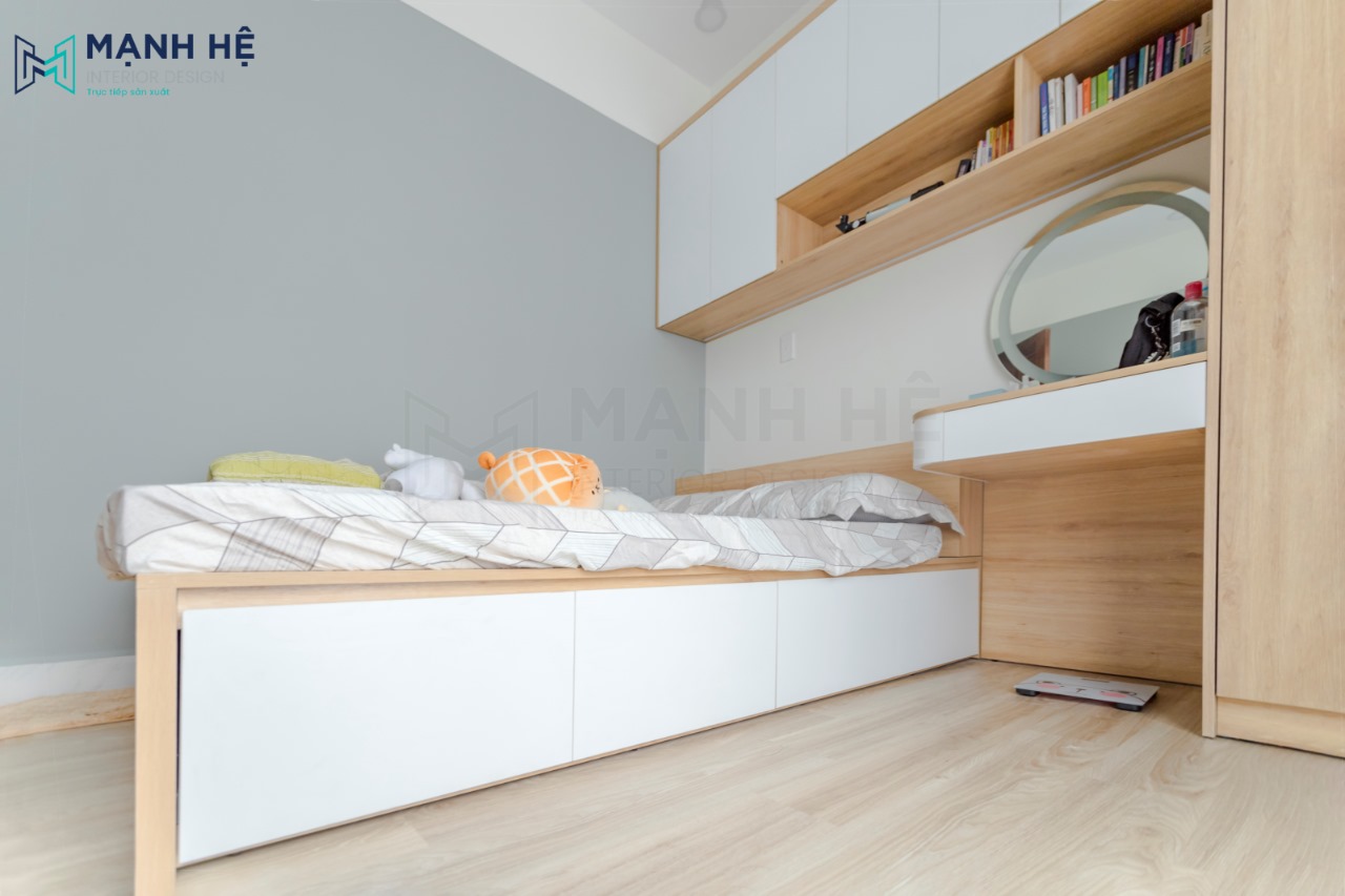 Sử dụng giường ngủ có hộc kéo giúp tối ưu không gian căn phòng nhỏ thêm tiện nghi
