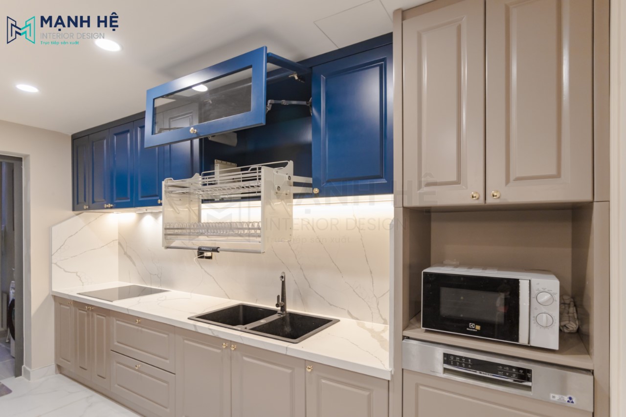 Lực nặng của dụng cụ bếp sẽ được trải đều, giúp tăng độ bền của các kệ tủ bếp gỗ