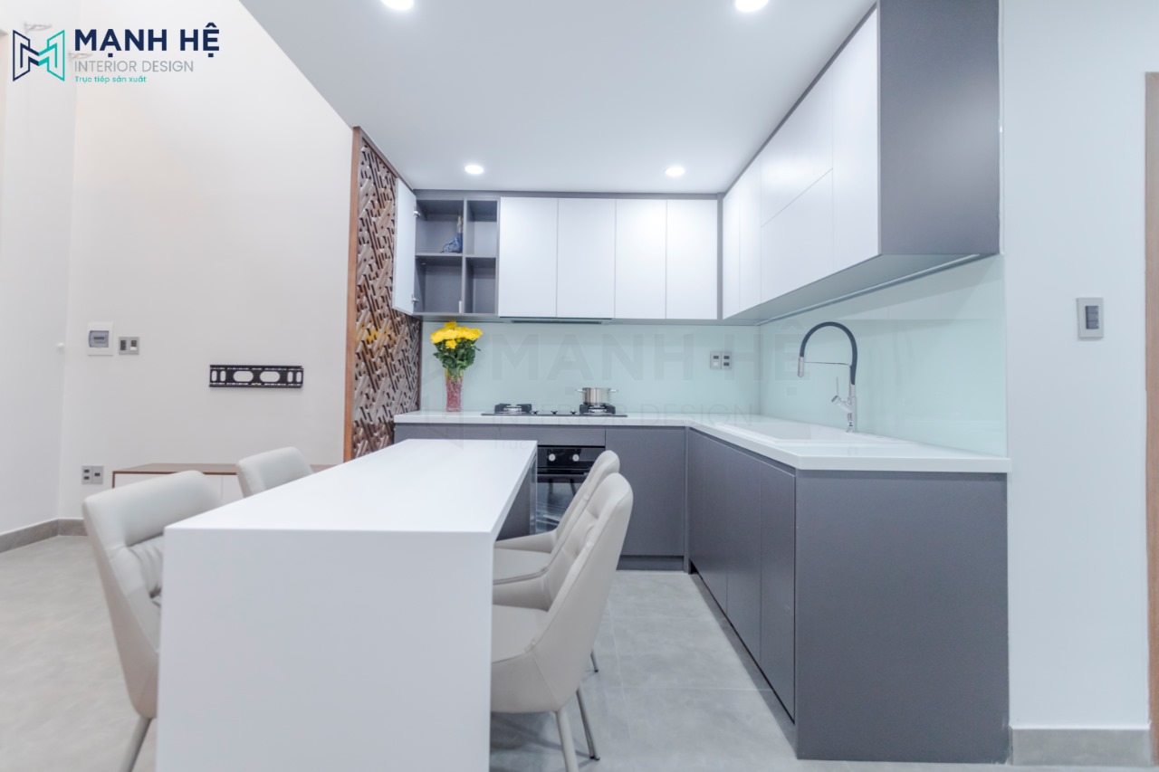 Thi công hoàn thiện phòng bếp nhỏ gọn mà hiện đại