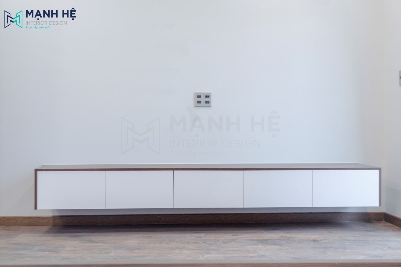 Kệ tủ tivi gỗ công nghiệp treo tường giúp tiết kiệm diện tích căn phòng