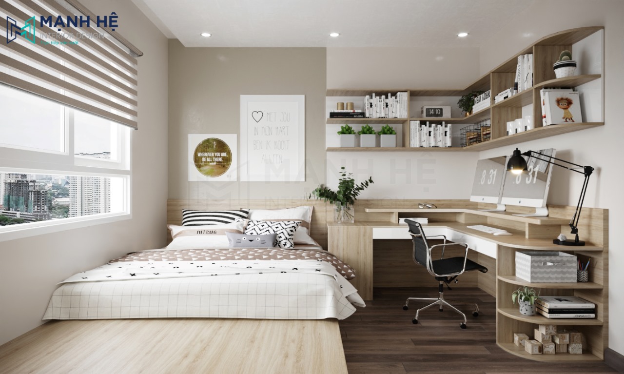 Thiết kế phòng ngủ nhỏ với đồ nội thất hiện đại đa năng