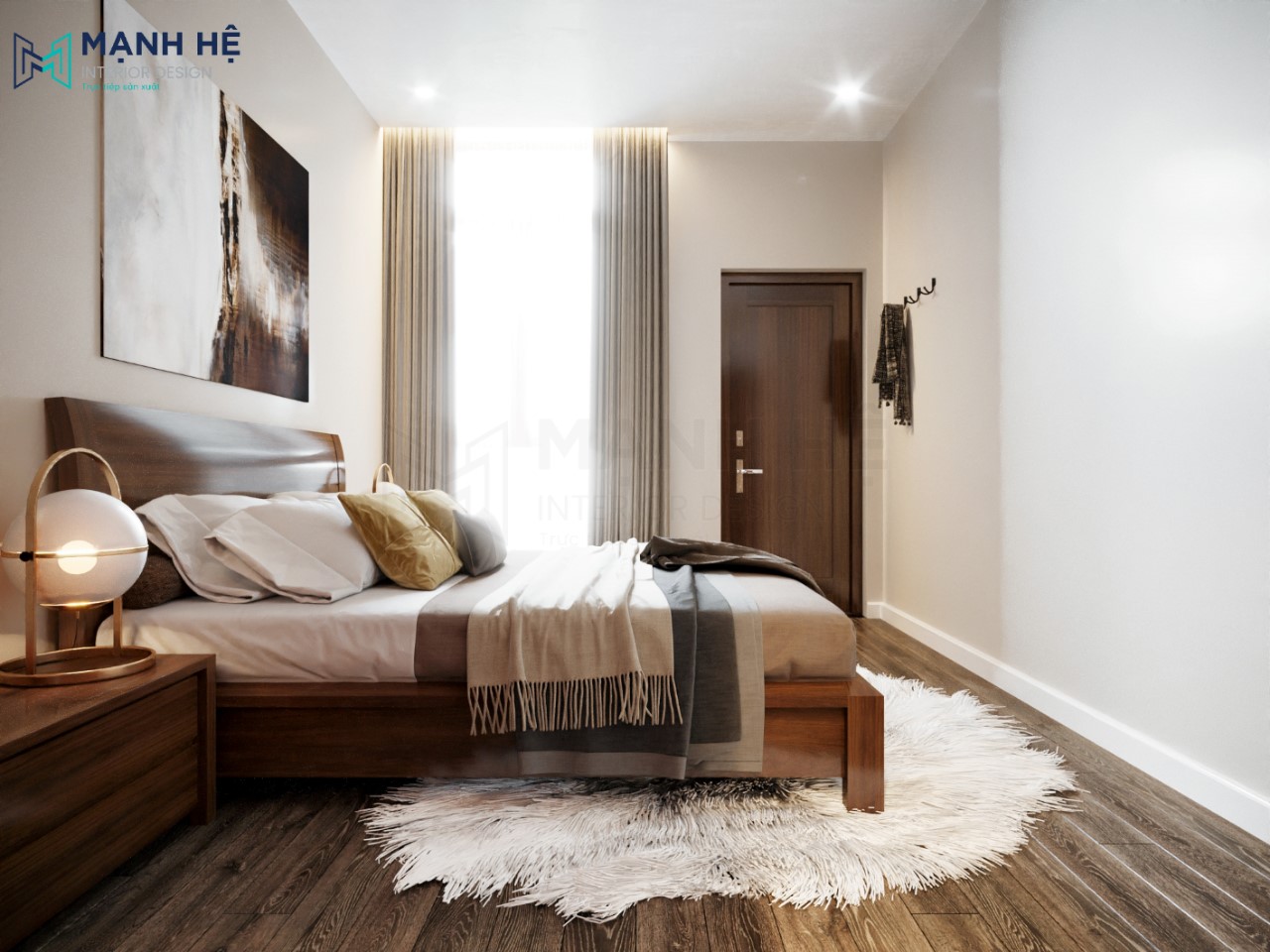 Giường ngủ gỗ tự nhiên đem lại cảm giác ấm cúng cho không gian