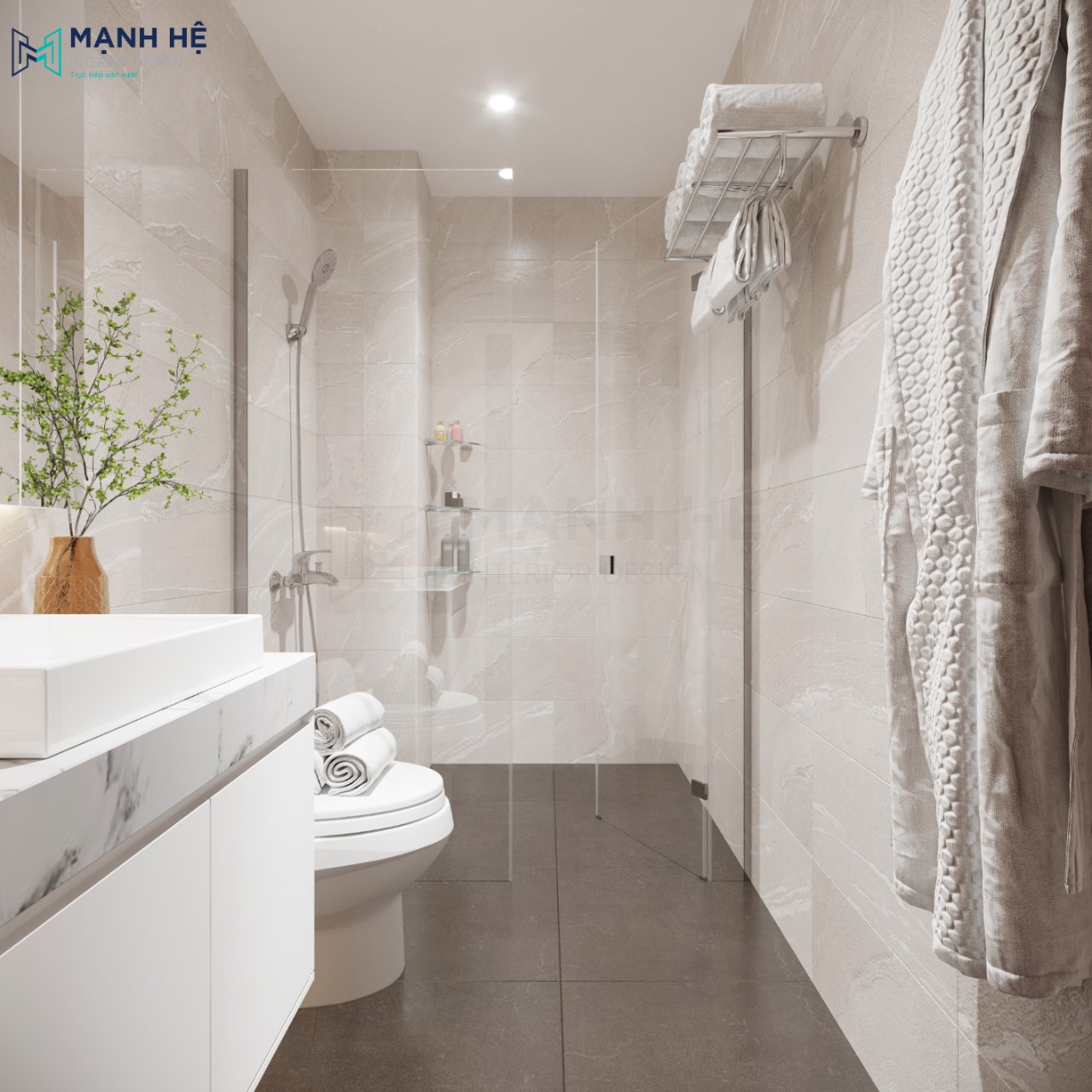 Thiết kế nhà vệ sinh đẹp hiện đại trong phòng ngủ master