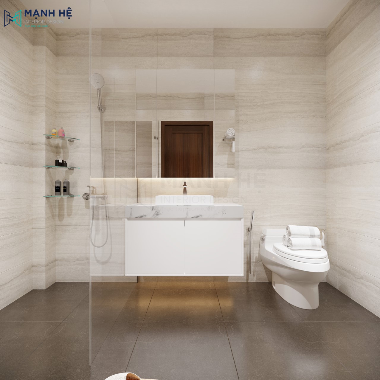 Thiết kế nhà vệ sinh có phòng tắm đứng riêng
