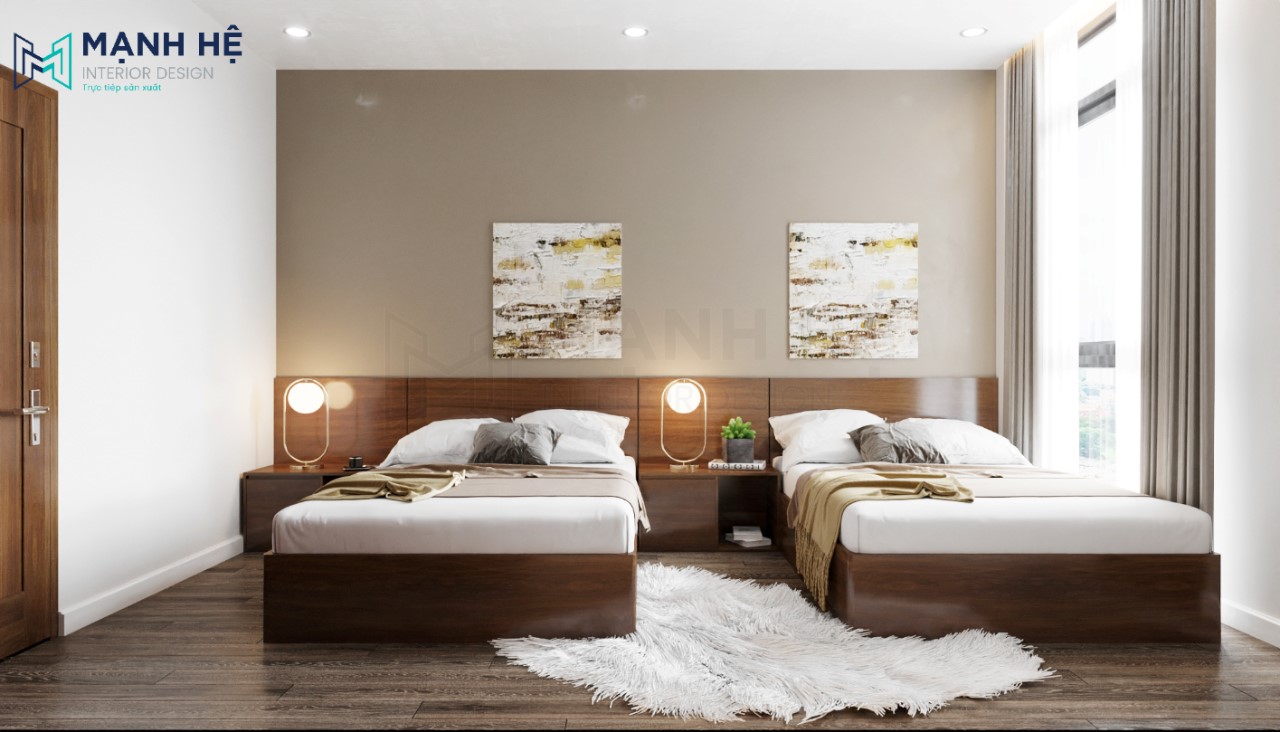 Thiết kế nội thất phòng ngủ có giường đôi dành cho 2 người