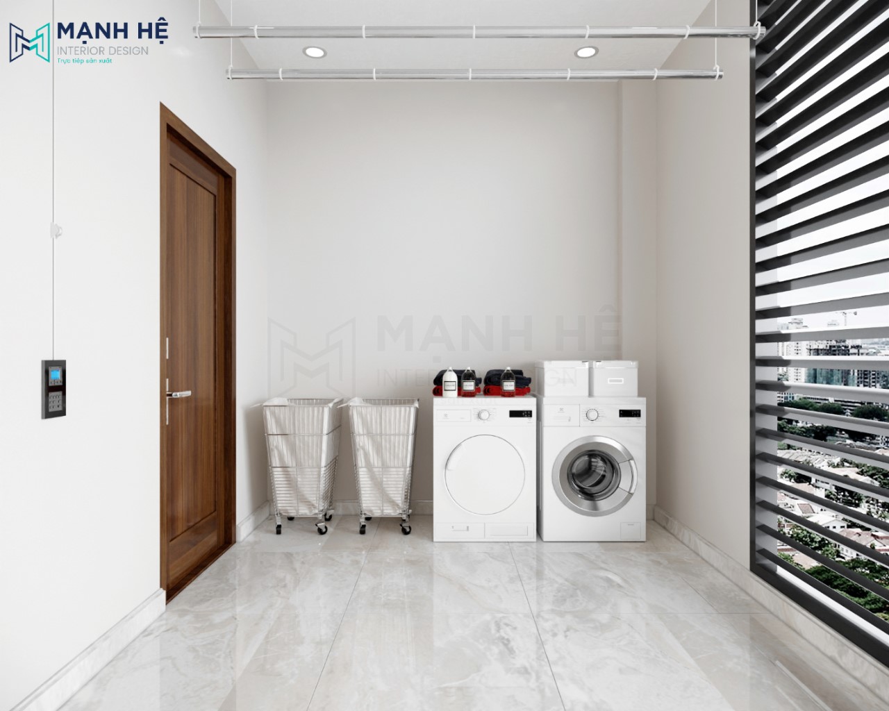 Tiếp theo là khu vực giặt phơi quần áo