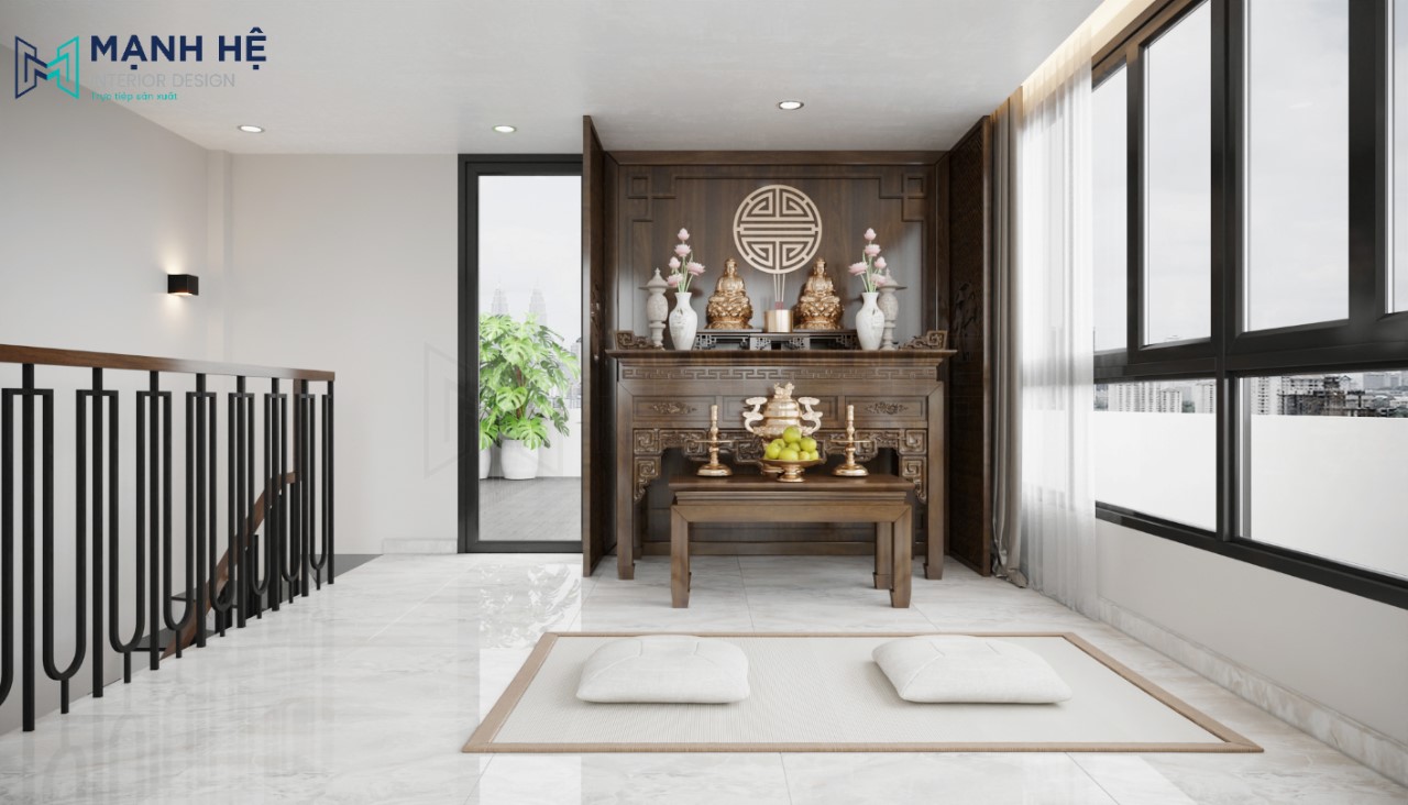 Thiết kế không gian phòng thờ riêng tư trên khu vực sân thượng