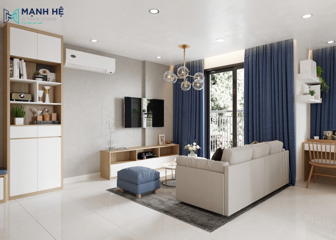 Bố trí kệ tivi gỗ công nghiệp cho không gian phòng khách thêm tiện nghi - hiện đại