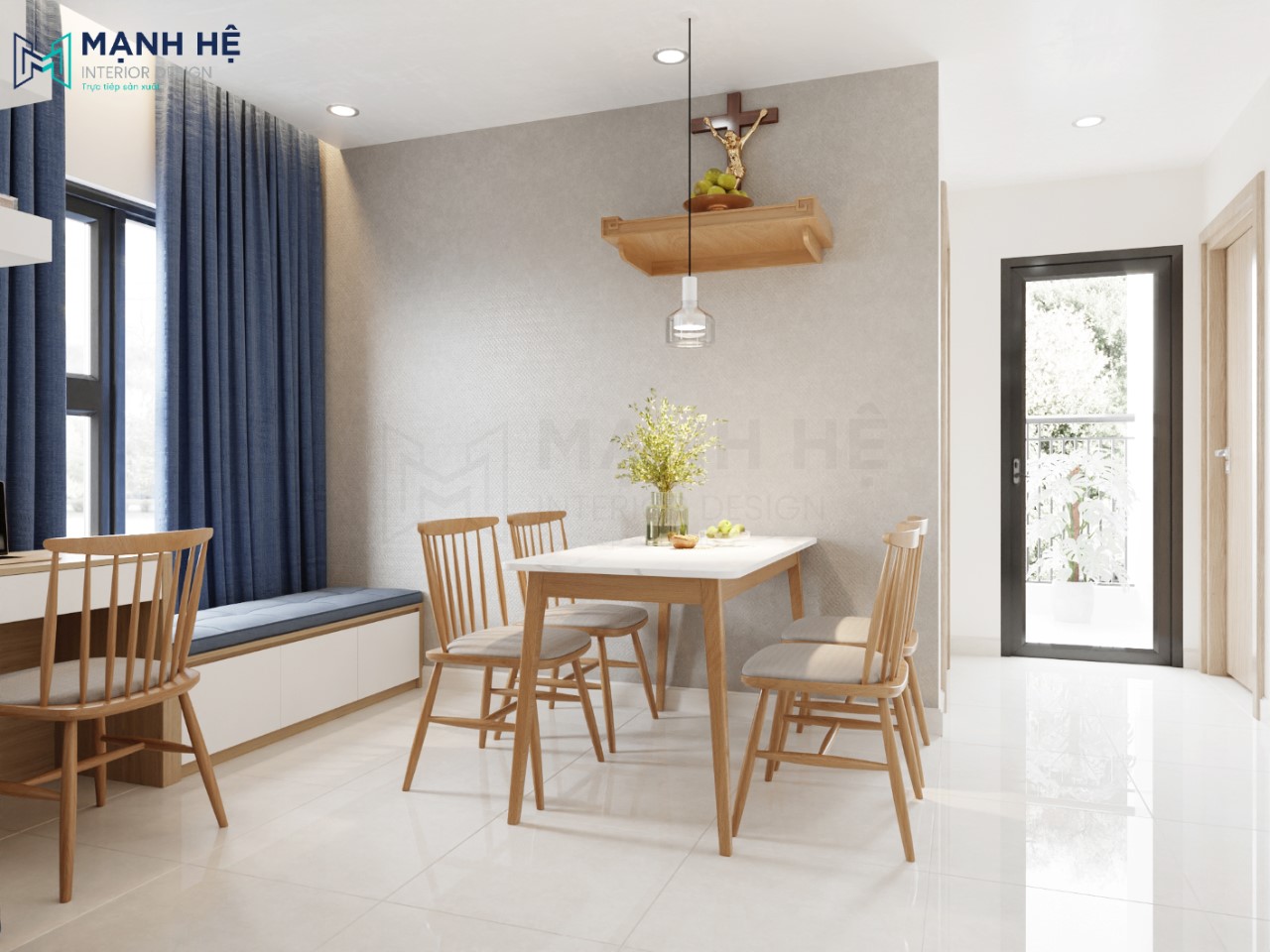 Thiết kế bàn ăn 4 ghế kiểu dáng vintage