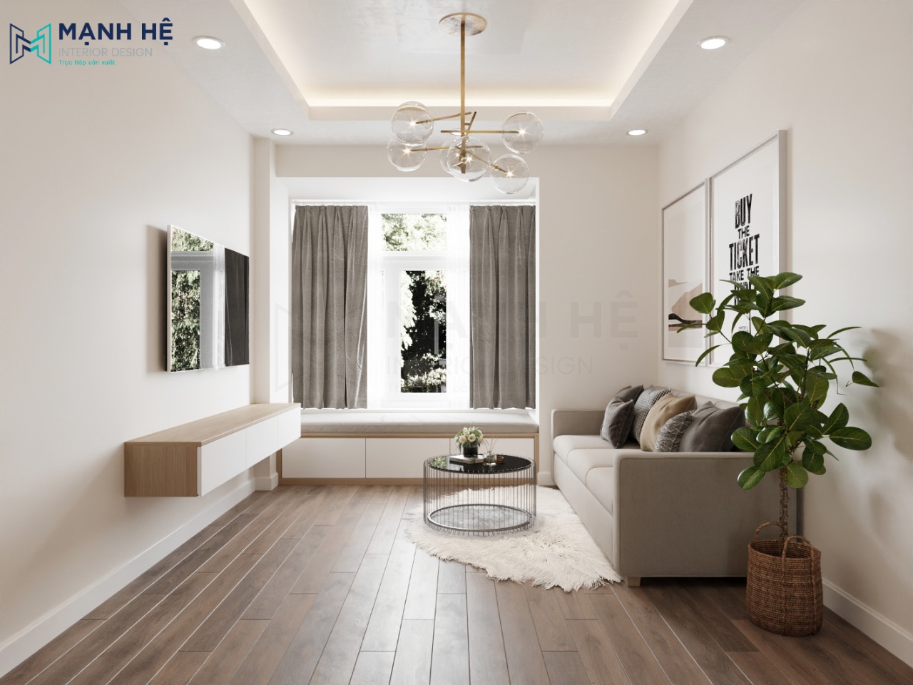 Tổng quan không gian phòng khách nhỏ của căn hộ chung cư Sky Garden 3