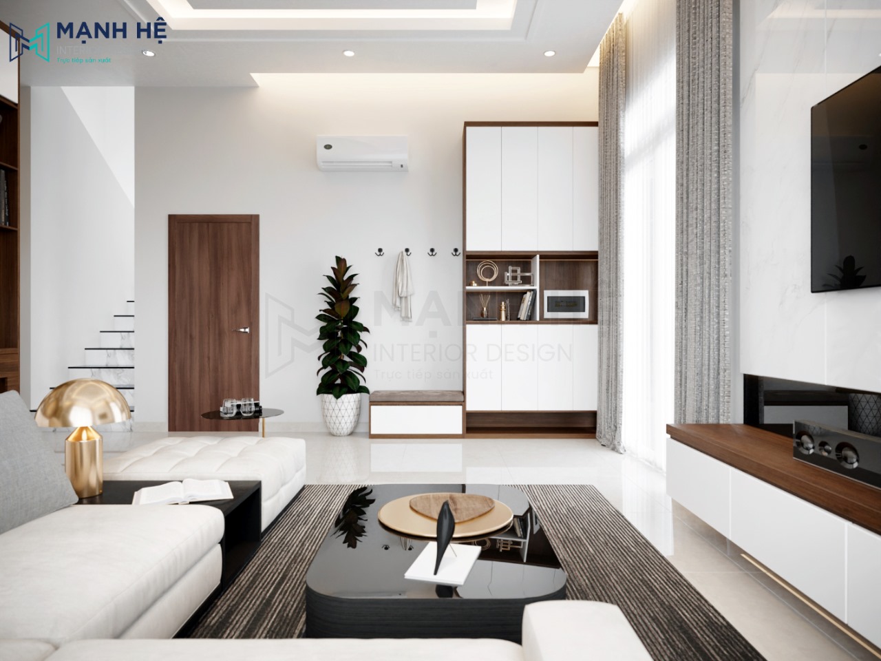 Kệ tủ giày kết hợp tủ trang trí có bục ngồi mang giày dép làm bằng gỗ công nghiệp