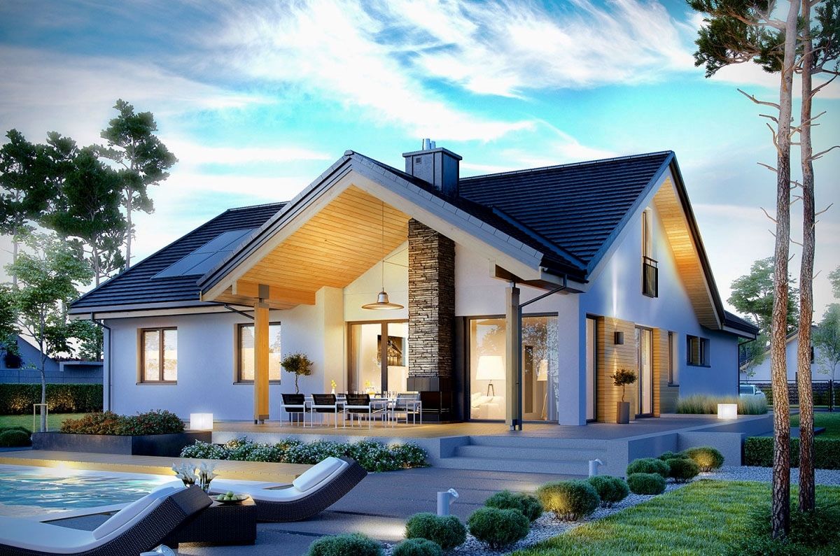 Nhà cấp 4 2 mặt tiền với bể bơi lớn giữa sân