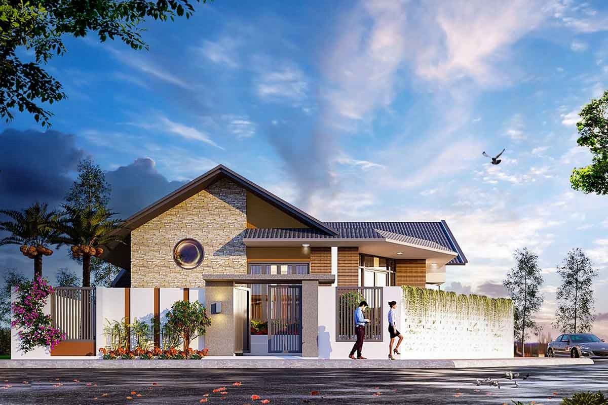 Nhà cấp 4 2 mặt tiền mái thái hiện đại