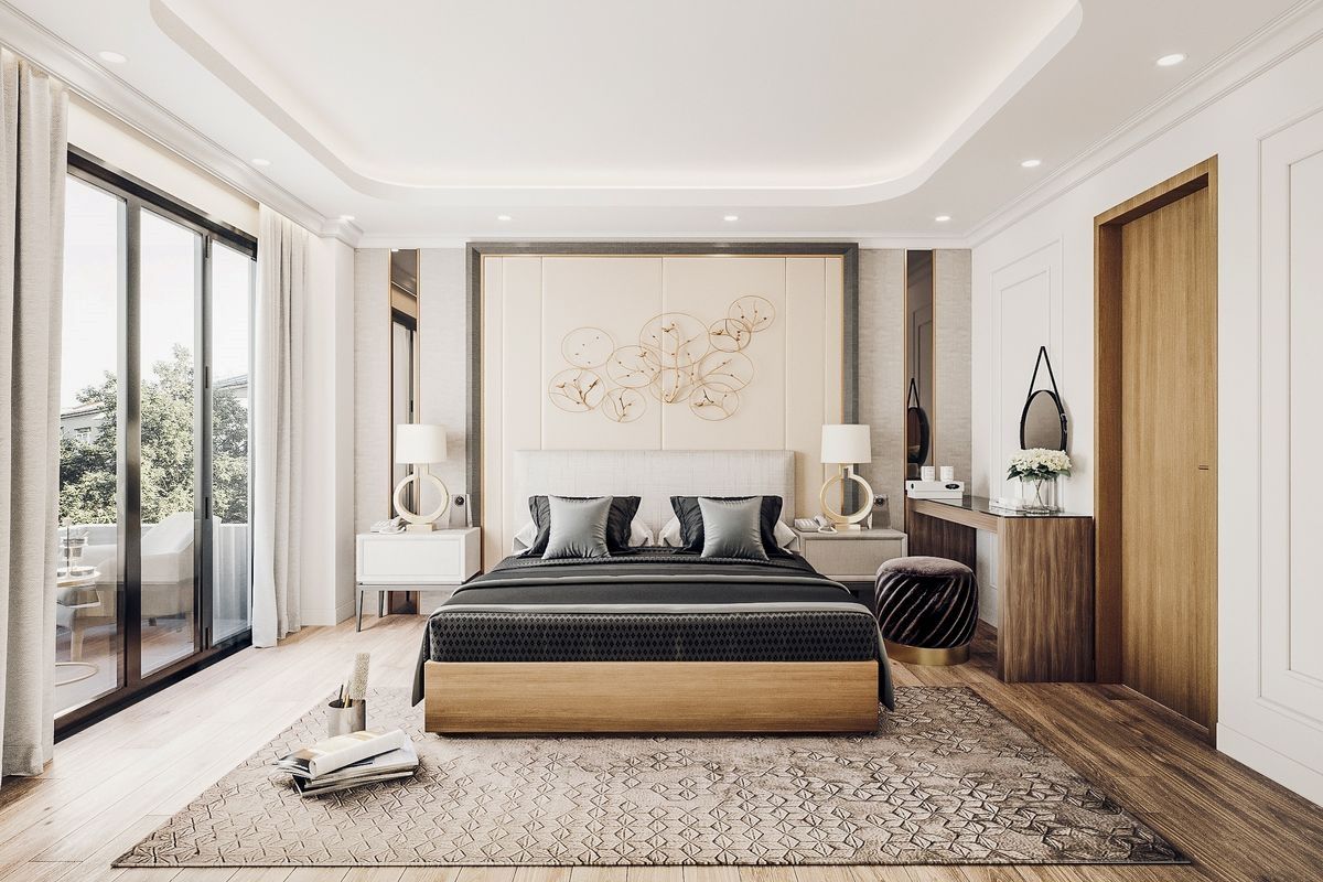 Bố trí giường ngủ hợp lý để đảm bảo các yếu tố phong thủy