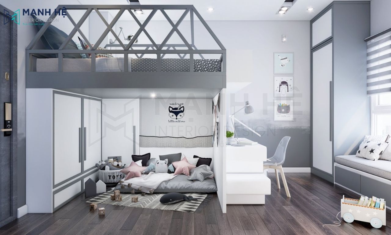 Giường tầng gỗ tự nhiên bền và cực năng động cho bé