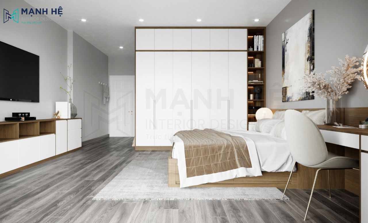 Tủ quần áo gỗ công nghiệp cao đụng trần