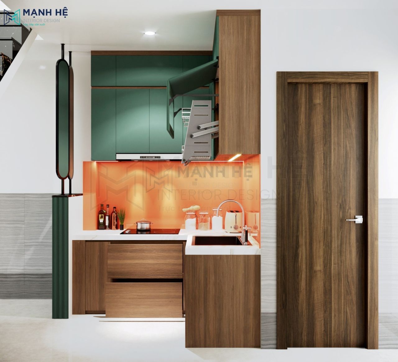 Nội thất phòng bếp gỗ công nghiệp phủ melamine