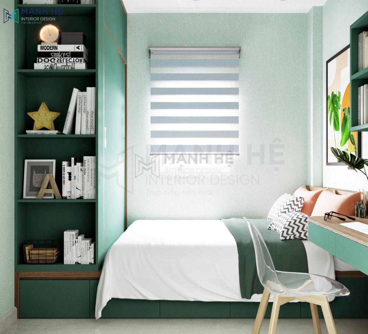Rèm cửa roman để tận dụng ánh sáng từ bên ngoài cửa sổ