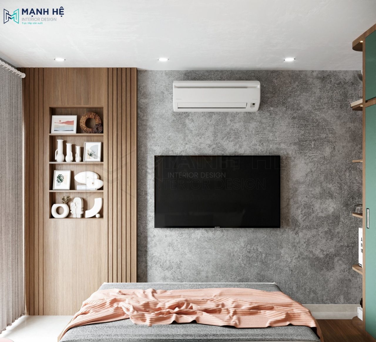 Vách ốp tường gỗ cho phòng ngủ thêm sang trọng