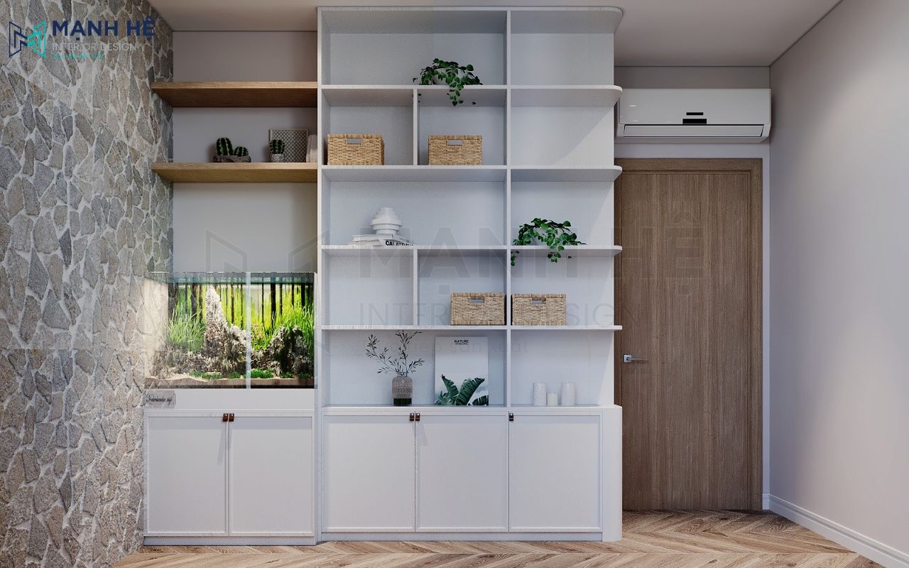 Tủ trang trí với các món decor ấn tượng