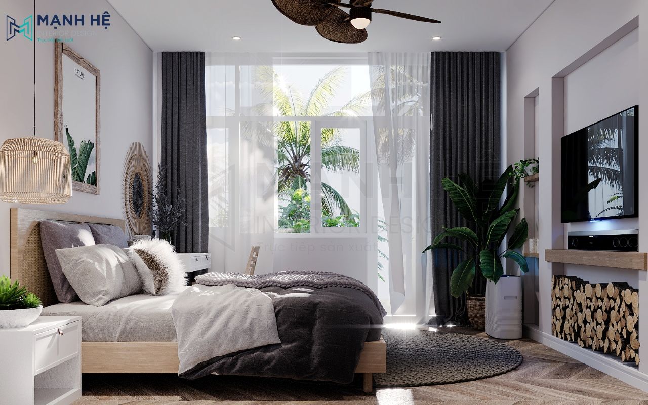 Điểm nhấn phòng ngủ master nằm ở các món decor độc đáo