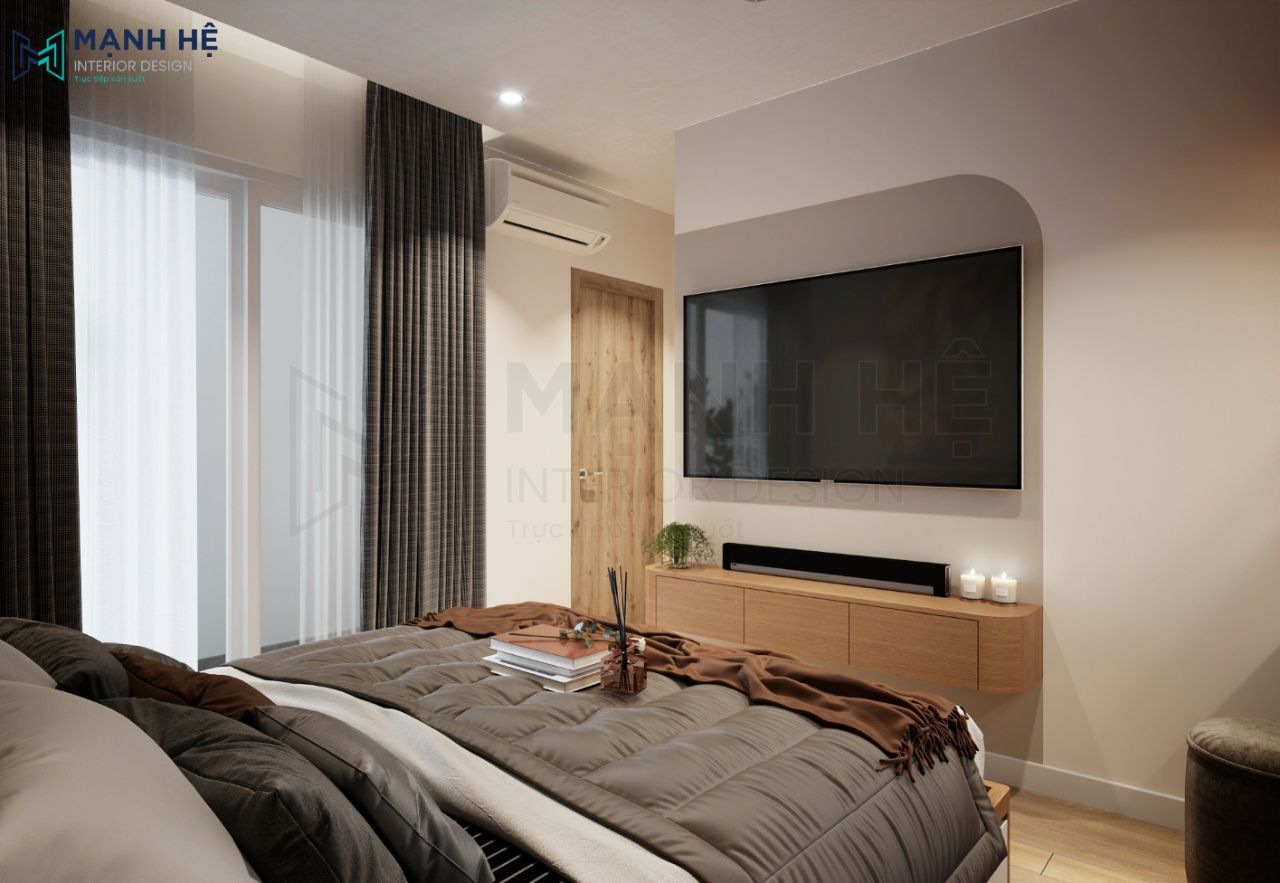 Điểm nhấn tường kết hợp kệ tivi độc đáo