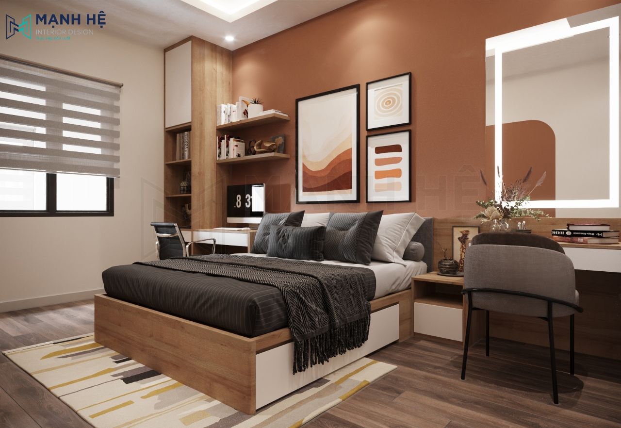 Bàn trang điểm với điểm nhấn gương vuông gắn led ấn tượng