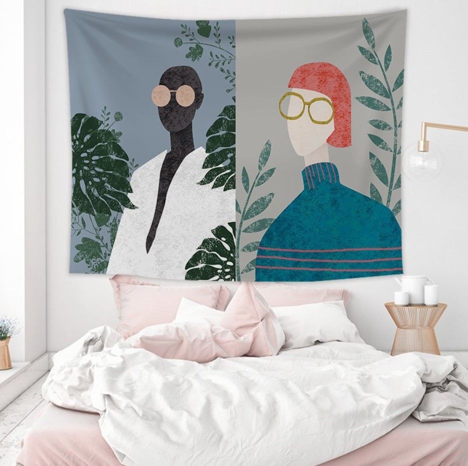 Decor phòng ngủ chill bằng thảm treo tường