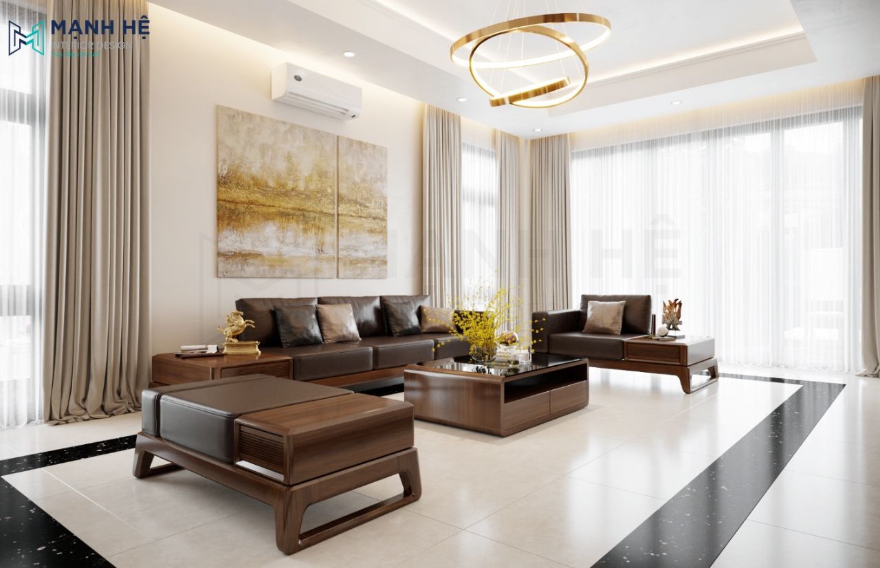 Tổng quan không gian phòng khách ấn tượng và độc đáo với đường nét thiết kế hiện đại