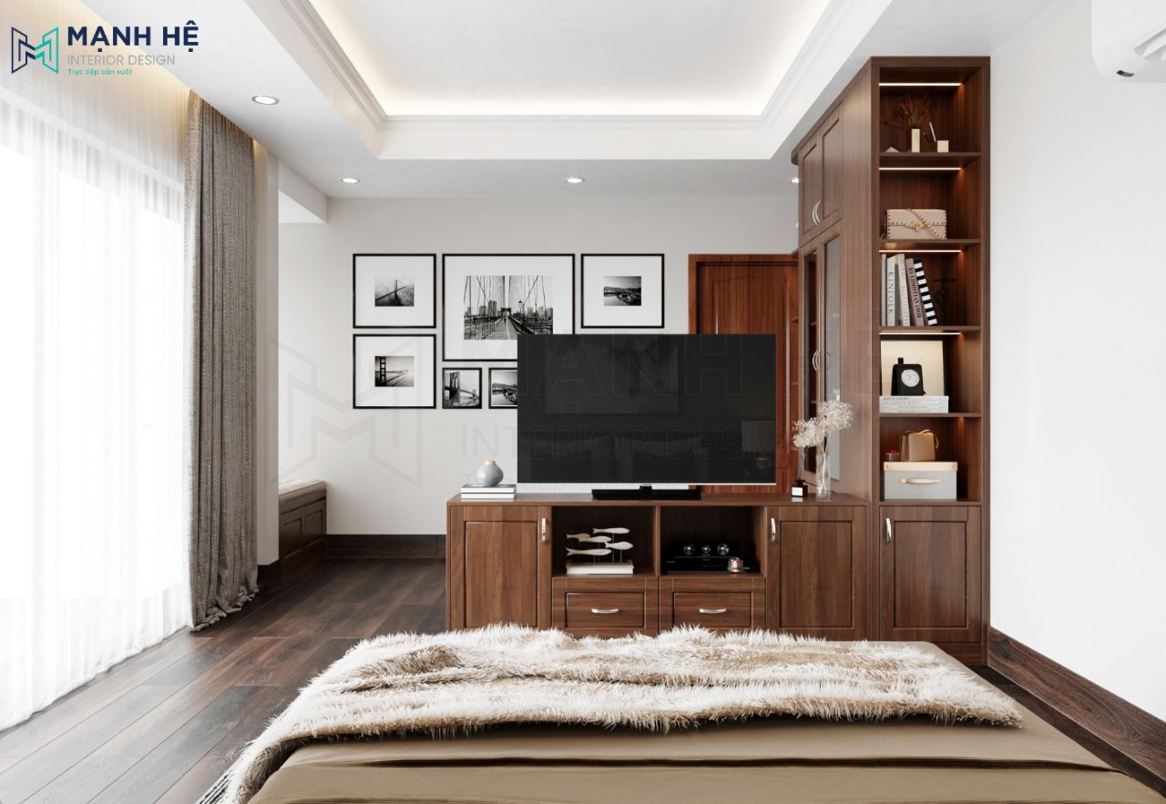 Tủ tivi kết hợp kệ trang trí chữ L rất độc đáo