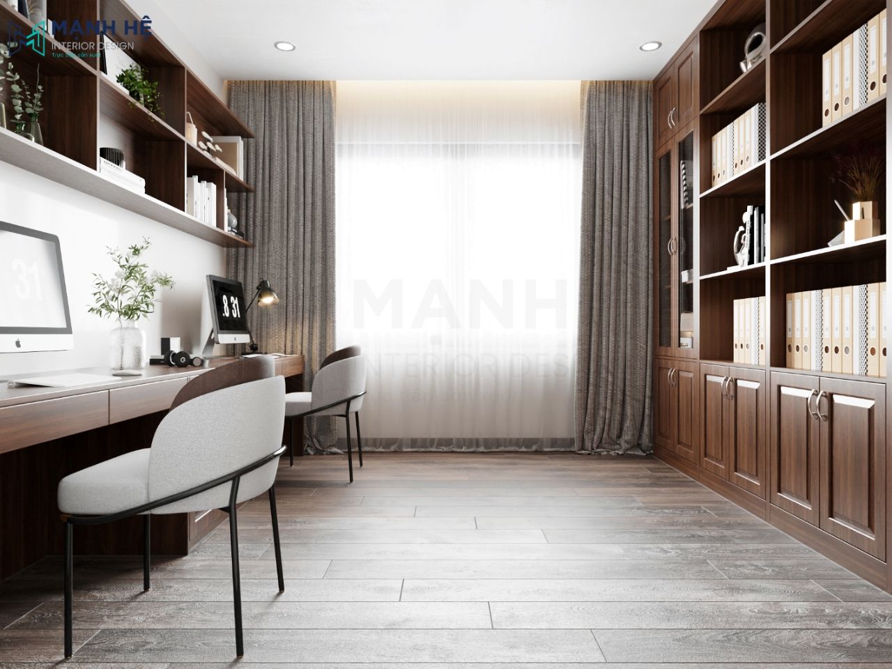 Không gian làm việc riêng được tích hợp chung vào phòng ngủ