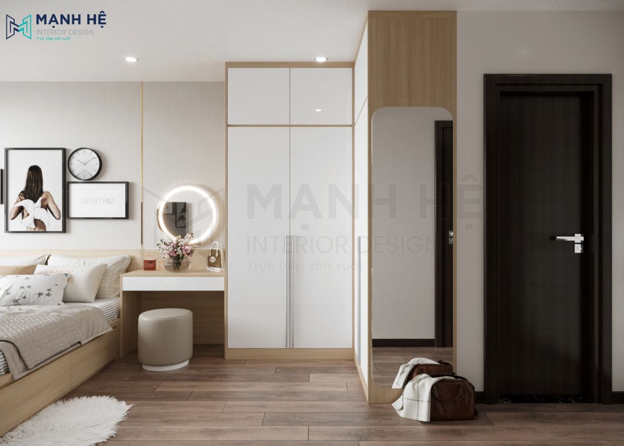 Tủ quần áo dạng chữ L đụng trần thiết kế độc đáo, lạ mắt
