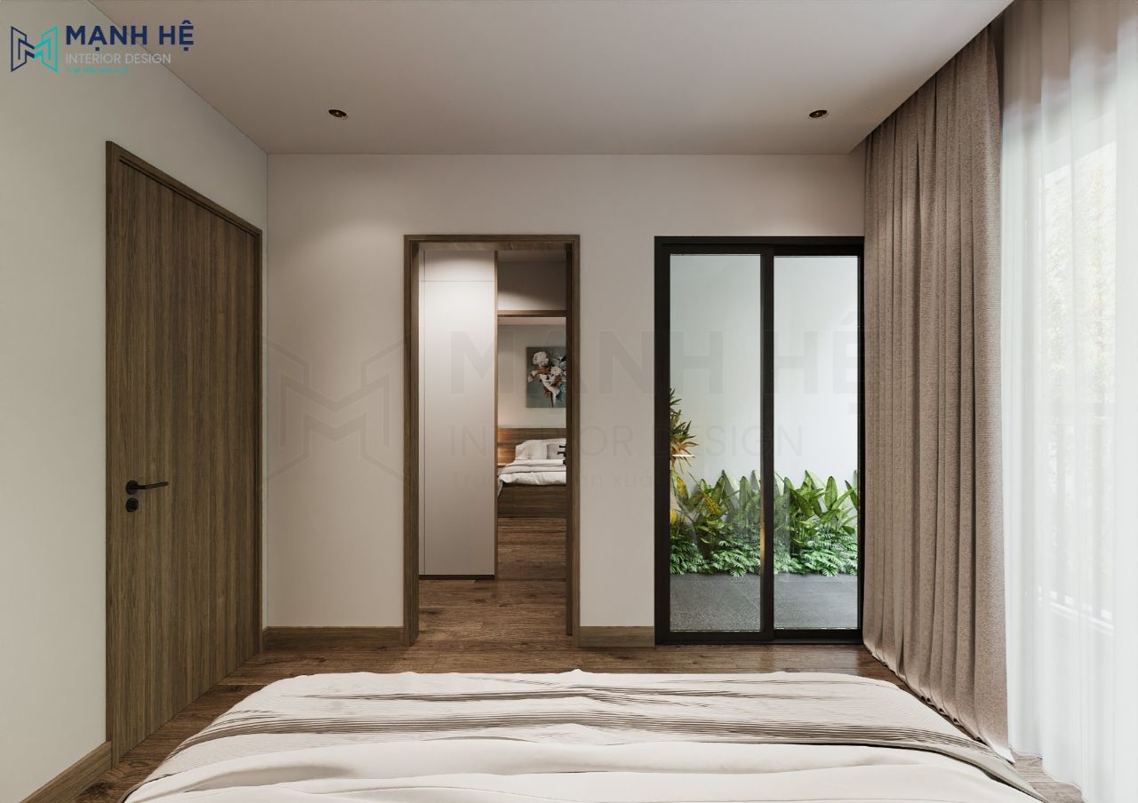 Không gian mở được thông ra với cửa kính lùa