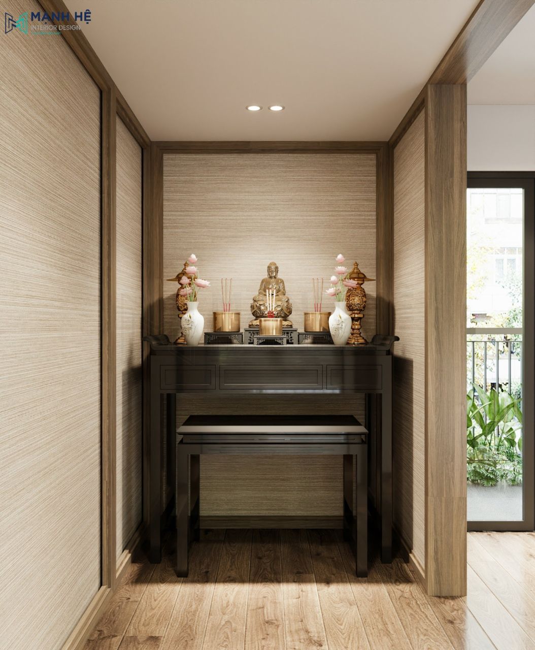 Bàn thờ gỗ tự nhiên chắc chắn và đẹp