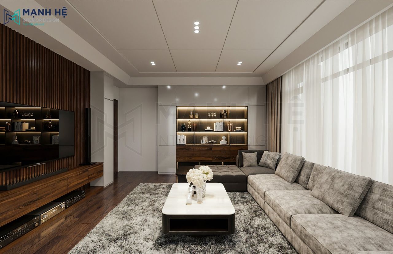Tủ trang trí thiết kế bằng chất liệu acrylic sáng bóng, đẹp mắt