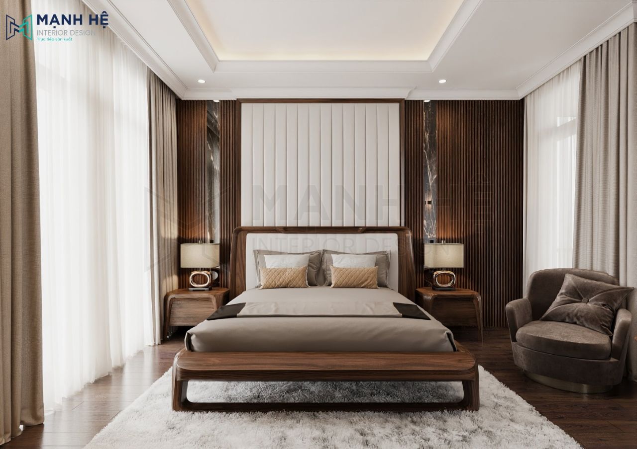 Giường ngủ được thiết kế mềm mại, uyển chuyển, thanh lịch