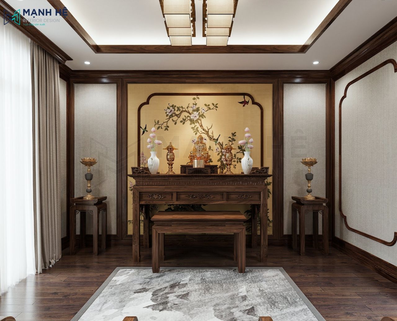 Phần giấy dán tường giả xi măng tạo cảm giác đầm ấm, kín đáo