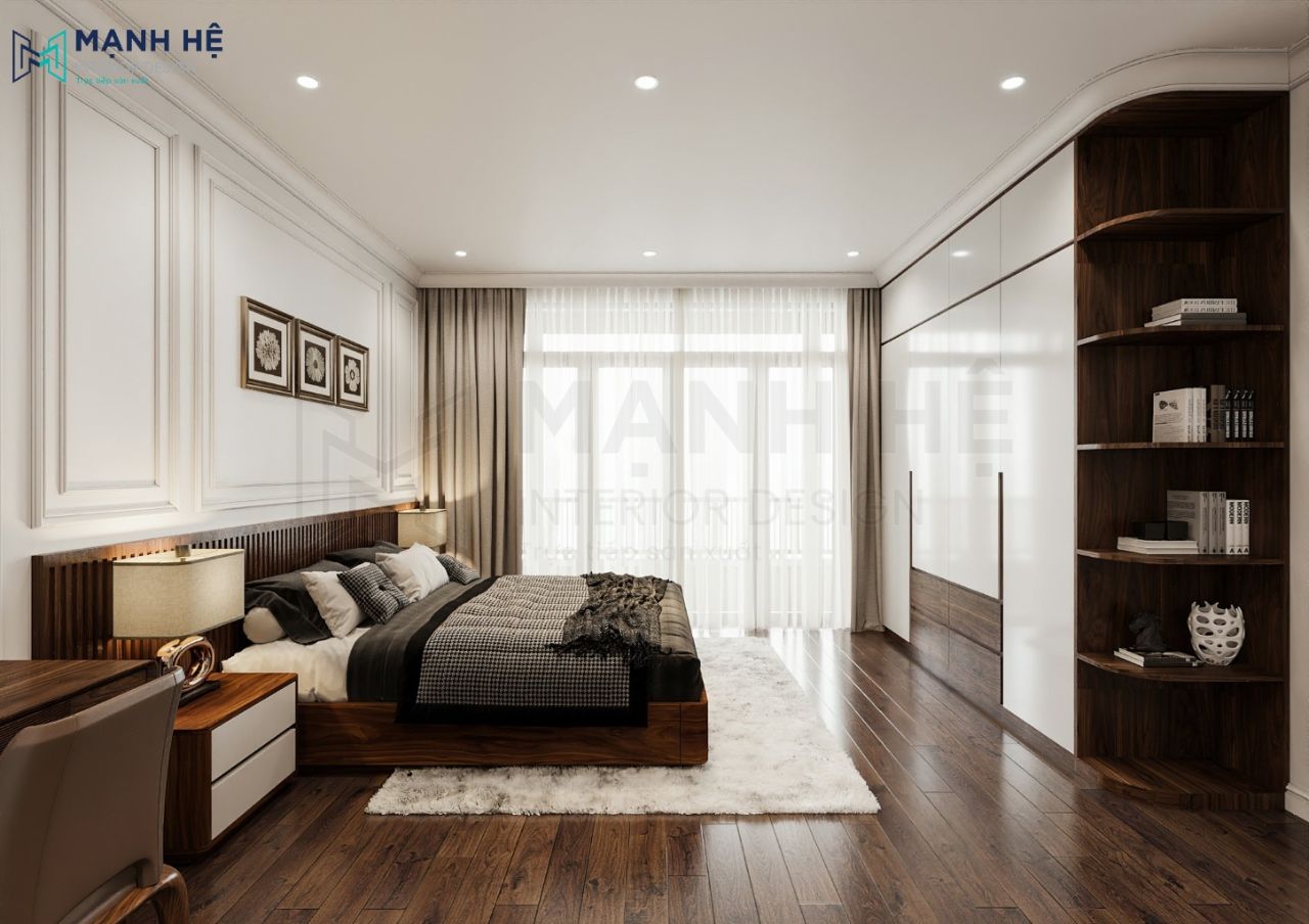 Tủ quần áo kết hợp kệ trang trí tăng không gian lưu trữ cho gia chủ