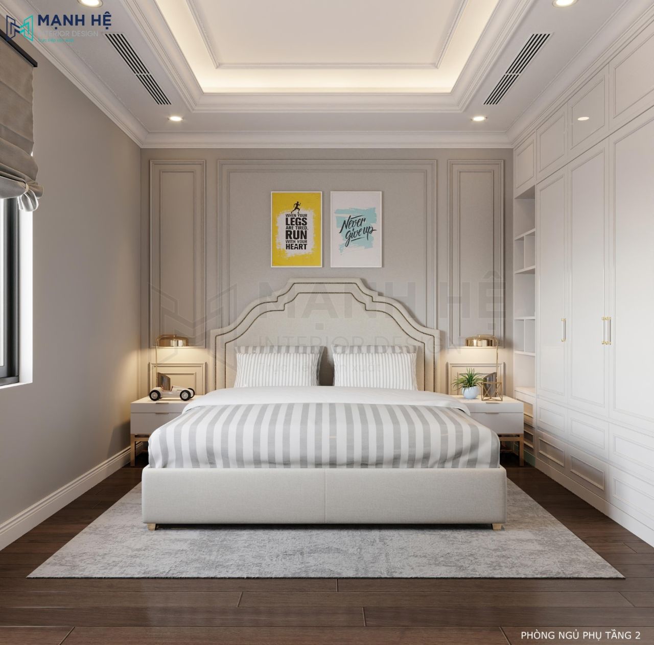 Nội thất phòng ngủ được thiết kế đơn giản mang lại cảm giác gọn gàng, sạch sẽ