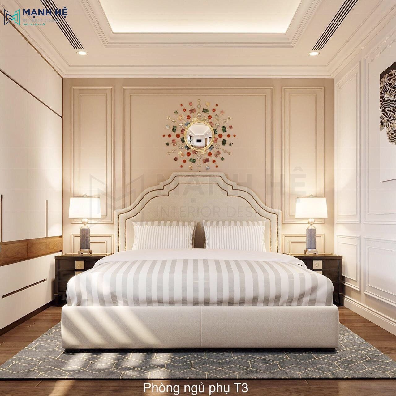 Thiết kế nội thất phòng ngủ phụ tinh tế, nhẹ nhàng