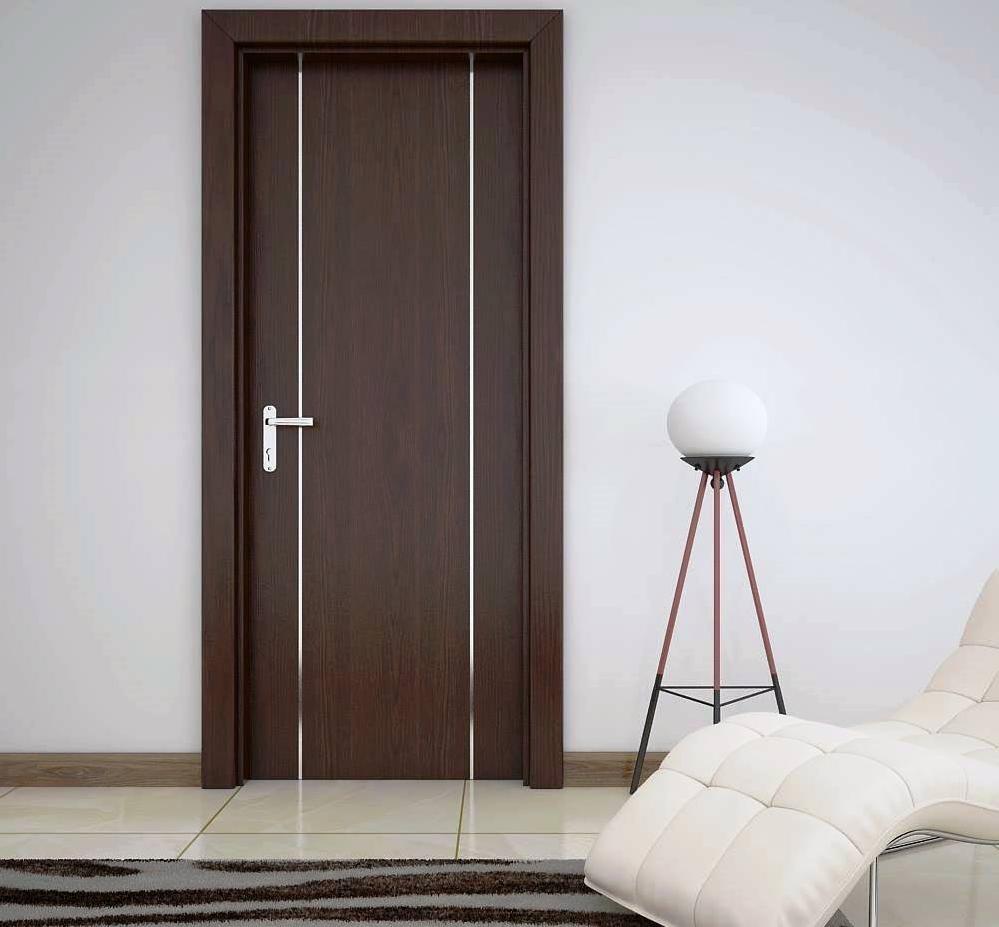 Mẫu 30: Cửa gỗ nhựa soi chỉ kim loại với bề mặt vân gỗ được thiết kế tinh tế