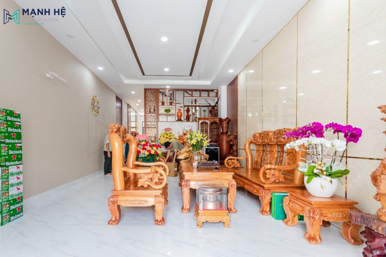 Thi công nội thất phòng khách theo phong cách sang trọng, cao cấp