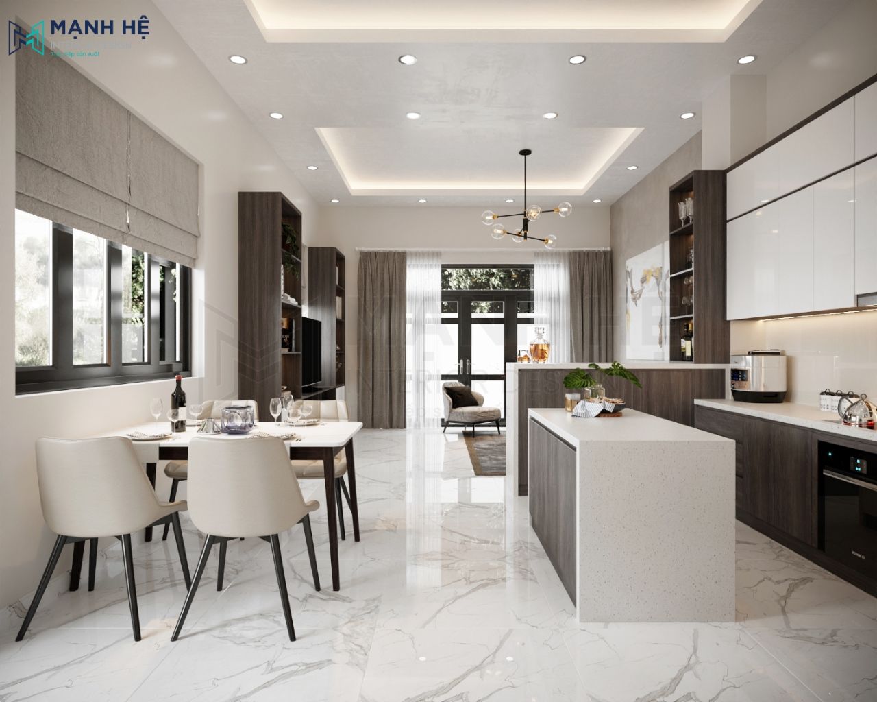 Thiết kế trần thạch cao cùng hệ thống đèn led hợp lý tăng vẻ thẩm