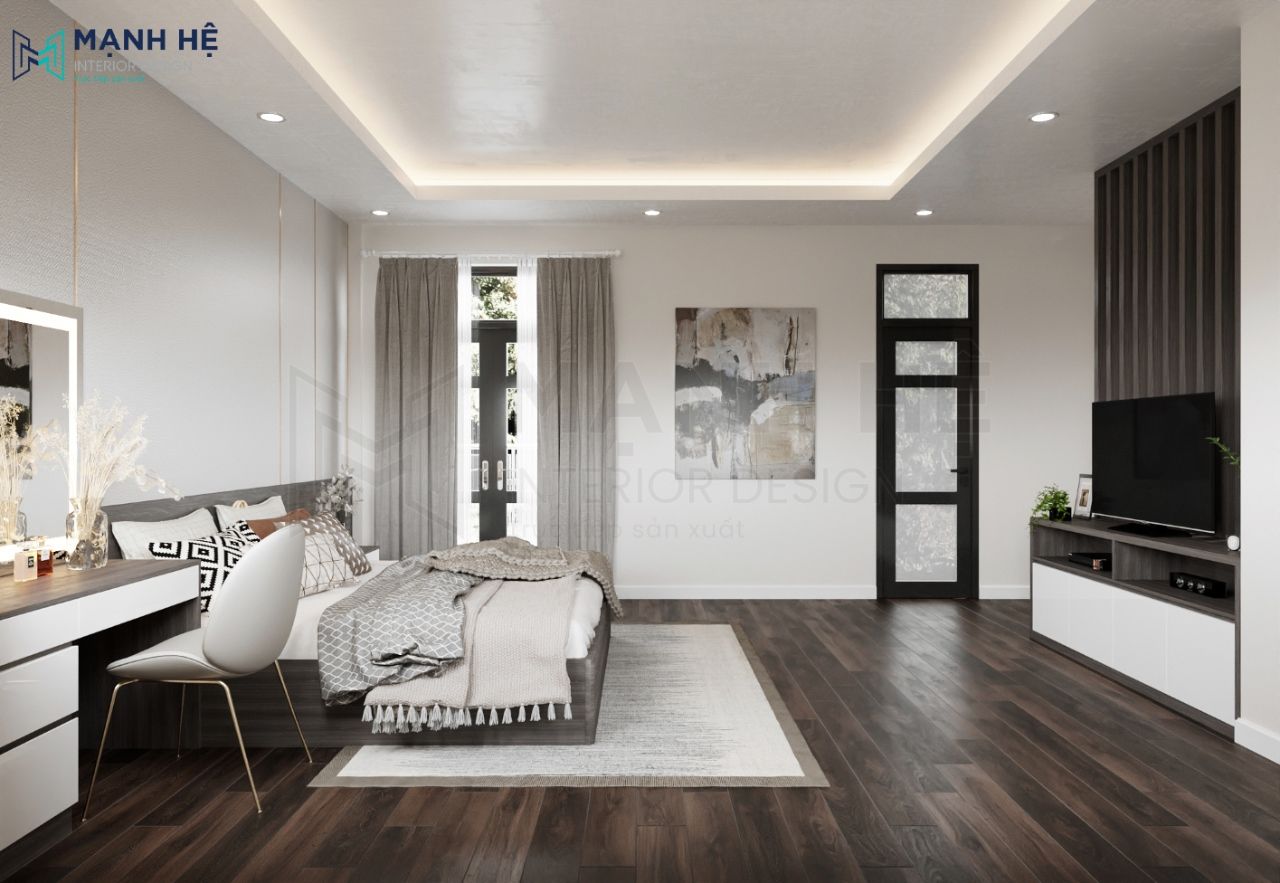 Trần thạch cao kết hợp cùng hệ thống đèn led âm trần sang trọng