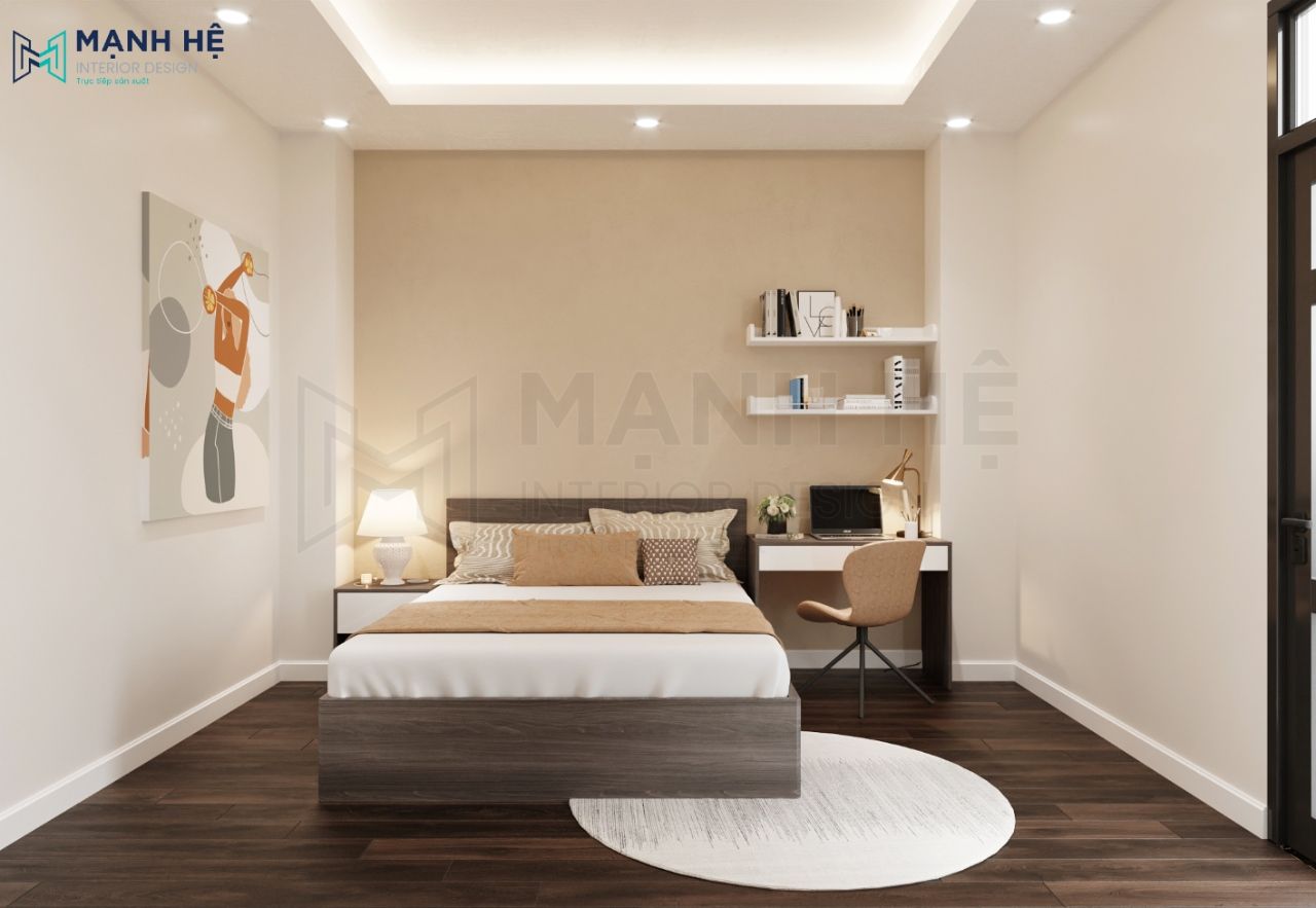 Nội thất phòng ngủ với gam màu sáng mang lại cảm giác tươi sáng, năng động