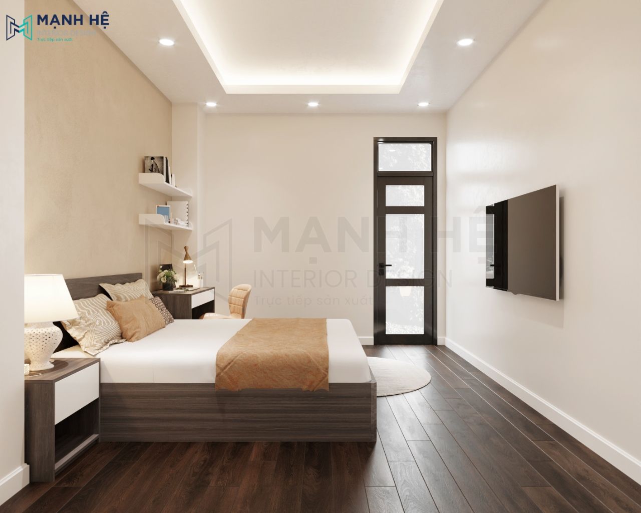 Bố trí tab đầu giường góp phần tạo điểm nhấn sang trọng