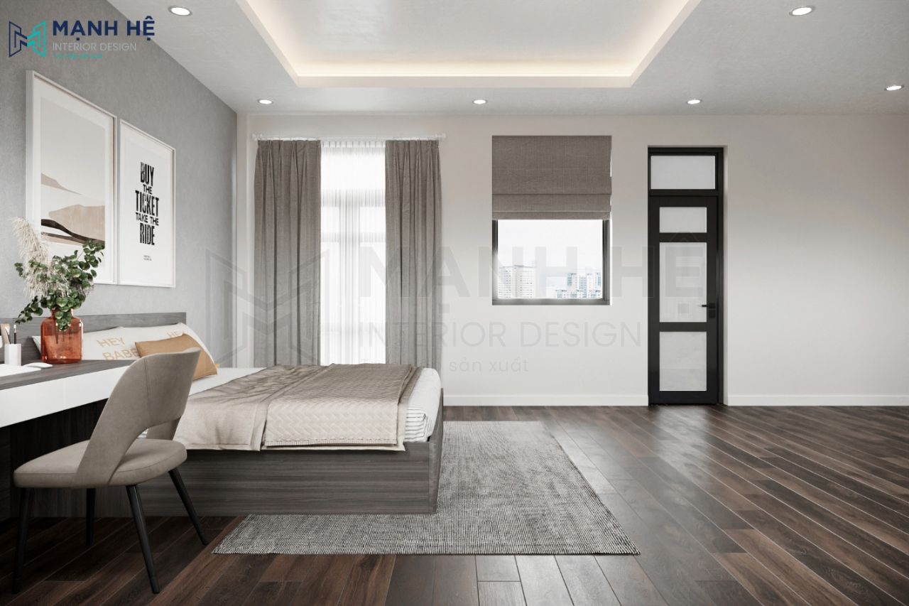 Thảm trải sàn cùng tone màu giúp sàn nhà thêm sạch sẽ, sang trọng