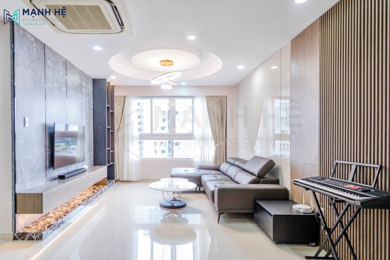 Tối ưu ánh sáng tự nhiên từ rèm cửa 2 lớp kết hợp hệ thống đèn led âm trần